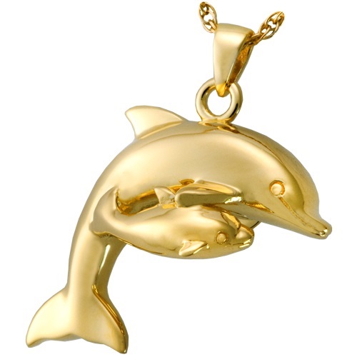 Dolfijn met Baby Dolfijn Ashanger Gold Plated